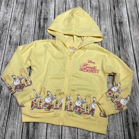 Youth Girls Size 6 Disney Beauty and The Beast Yellow Hoodie Full Zip Sweater Ja - Picture 1 of 8